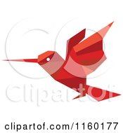 Clipart Of A Red Origami Hummingbird Royalty Free Vector Illustration