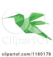 Clipart Of A Green Origami Hummingbird Royalty Free Vector Illustration