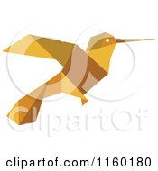 Clipart Of A Brown Origami Hummingbird Royalty Free Vector Illustration