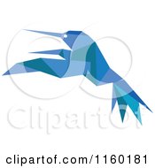 Clipart Of A Blue Origami Hummingbird Royalty Free Vector Illustration