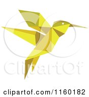 Clipart Of A Yellow Origami Hummingbird Royalty Free Vector Illustration