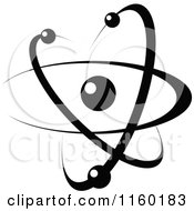 Clipart Of A Black And White Atom 6 Royalty Free Vector Illustration