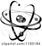 Clipart Of A Black And White Atom 5 Royalty Free Vector Illustration