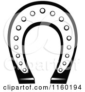 Clipart Of A Black And White Horseshoe 4 Royalty Free Vector Illustration