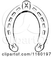 Clipart Of A Black And White Horseshoe 3 Royalty Free Vector Illustration