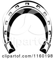 Clipart Of A Black And White Horseshoe 2 Royalty Free Vector Illustration