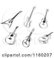 Poster, Art Print Of Black And White Acoustic And Electric Guitars