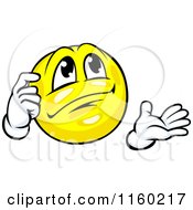 Clipart Of A Yellow Emoticon Smiley Scratching His Head And Thinking Royalty Free Vector Illustration