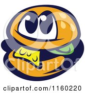 Clipart Of A Happy Cheeseburger Mascot Royalty Free Vector Illustration