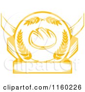 Clipart Of A Golden Bread Wheat Laurel And Banner Logo Royalty Free Vector Illustration