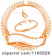 Clipart Of An Orange Bread Laurel And Banner Logo Royalty Free Vector Illustration