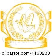 Clipart Of A Golden Corn Laurel And Banner Logo Royalty Free Vector Illustration