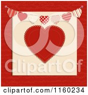 Clipart Of A  Red Heart With A Bunting Banner Royalty Free Vector Illustration