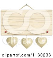 Hanging Wooden Sign With Metal Hearts