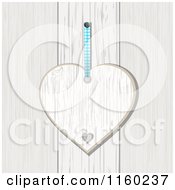 Clipart Of A White Washed Heart Plaque Hanging Over Wood Royalty Free Vector Illustration