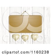 Poster, Art Print Of Blank Hanging Sign With Metal Hearts Over White Washed Wood