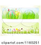 Poster, Art Print Of Easter Website Borders Of Butterflies And Eggs