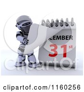 Poster, Art Print Of 3d Robot Tearing Off A Calendar Page To New Years Eve December 31st