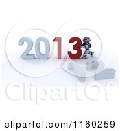 Poster, Art Print Of 3d Robot Pushing Together The Year 2013 And Knocking Down 12