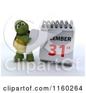 Poster, Art Print Of 3d Tortoise Tearing Off A Calendar Page To New Years Eve December 31st
