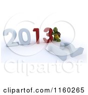 Poster, Art Print Of 3d Tortoise Pushing Together The Year 2013 And Knocking Down 12