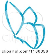 Clipart Of A Simple Blue Butterfly Version 4 Royalty Free Vector Illustration