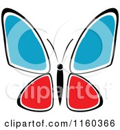 Clipart Of A Red And Blue Butterfly Royalty Free Vector Illustration