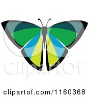 Clipart Of A Green And Blue Butterfly Royalty Free Vector Illustration