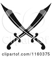 Clipart Of Black And White Crossed Swords Version 2 Royalty Free Vector Illustration