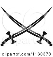 Clipart Of Black And White Crossed Swords Version 5 Royalty Free Vector Illustration
