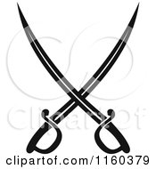 Clipart Of Black And White Crossed Swords Version 6 Royalty Free Vector Illustration