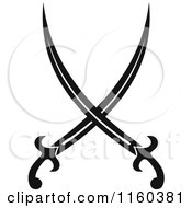 Clipart Of Black And White Crossed Swords Version 8 Royalty Free Vector Illustration