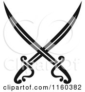Clipart Of Black And White Crossed Swords Version 9 Royalty Free Vector Illustration