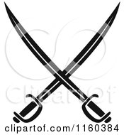 Clipart Of Black And White Crossed Swords Version 11 Royalty Free Vector Illustration