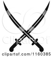 Clipart Of Black And White Crossed Swords Version 12 Royalty Free Vector Illustration