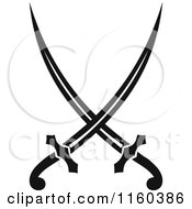 Clipart Of Black And White Crossed Swords Version 13 Royalty Free Vector Illustration
