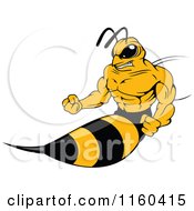 Clipart Of A Wasp Sticking Out His Stinger Royalty Free Vector Illustration