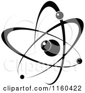 Clipart Of A Black And White Atom 11 Royalty Free Vector Illustration