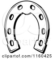 Clipart Of A Black And White Horseshoe 7 Royalty Free Vector Illustration