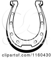 Clipart Of A Black And White Horseshoe 12 Royalty Free Vector Illustration