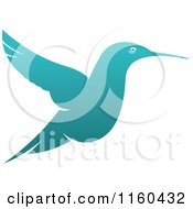 Clipart Of A Gradient Turquoise Hummingbird Royalty Free Vector Illustration