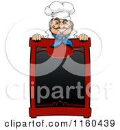 Poster, Art Print Of Happy Male Chef Behind A Menu Sign