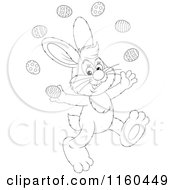 Poster, Art Print Of Outlined Easter Bunny Juggling Eggs