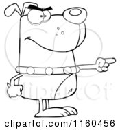 Cartoon Of An Outlined Angry Dog Standing And Pointing Royalty Free Vector Clipart