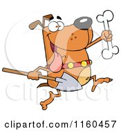 Poster, Art Print Of Excited Dog Running With A Shovel To Bury A Bone