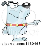 Cartoon Of An Angry Blue Dog Standing And Pointing Royalty Free Vector Clipart