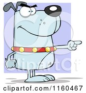 Poster, Art Print Of Angry Blue Dog Standing And Pointing Over Purple