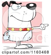 Cartoon Of An Angry White Dog Standing And Pointing Over Pink Royalty Free Vector Clipart