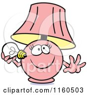 Poster, Art Print Of Pink Lamp Mascot Holding A Light Bulb