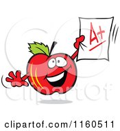 Poster, Art Print Of Red Apple Mascot Holding Up An A Plus Report